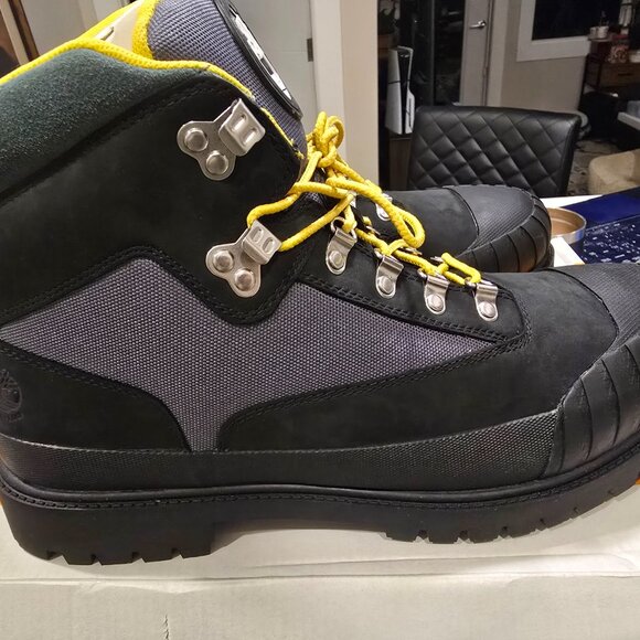 TIMBERLAND HERITAGE RUBBER TOE HIKER BOOTS MEN SHOES Black / Green Nubuck SZ 12 - Picture 6 of 14